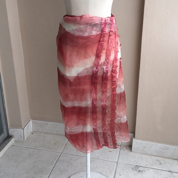 Accessories - Sheer Pareo Sarong. Pink Red White NWOT